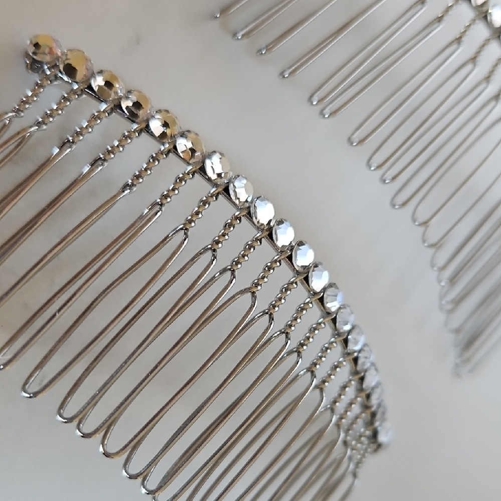 Silver Rhinestone Hair Combs - Decorative Hair Accessory